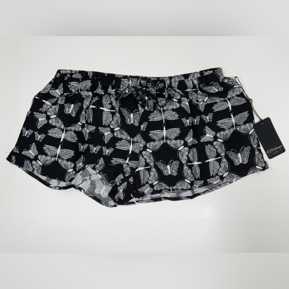 NWT Women’s P.J. Salvage Luxe Black & White Butterfly Pajama Sleep Shorts Small‎